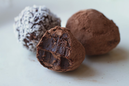 Chocolate Balsamic Truffles with middle shown recipe photo