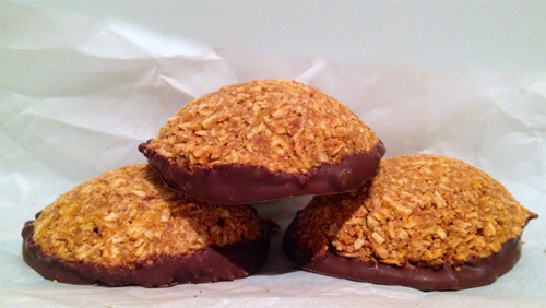 Chocolate Dipped Pumpkin Gingerbread Coconut Macaroons Recipe photo