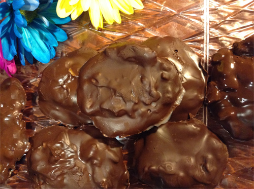 Chocolate Dipped Raw Honey Almond Chews photo