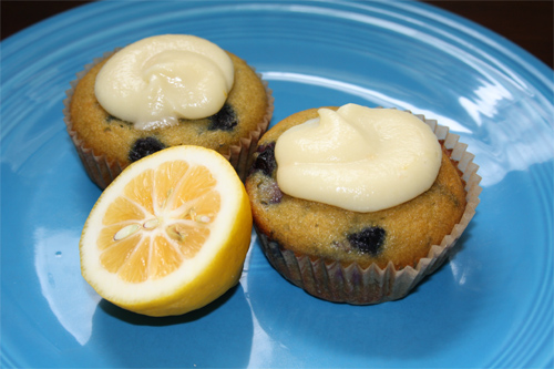 Coconut Flour Blueberry Cupcakes with Lemon Curd Coconut Frosting Recipe photo