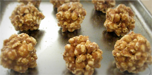 Coconut Peanut Butter Popcorn Balls photo