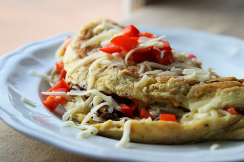 Mushroom and Red Pepper Mozzarella Omelet photo recipe