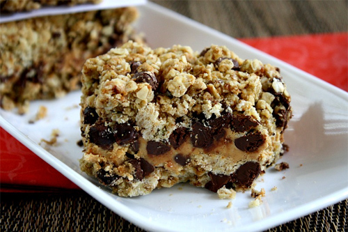 Peanut Butter and Chocolate Chip Oat Bars Recipe photo