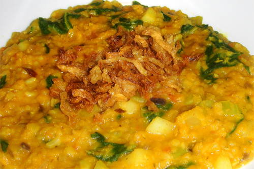 Red Lentil Stew with Fried Onions recipe photo