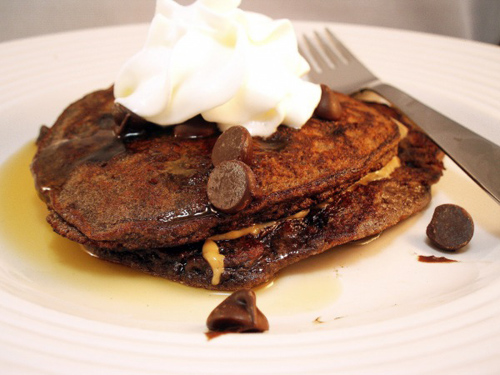 Gluten Free Chocolate Chocolate Chip Pancakes recipe photo