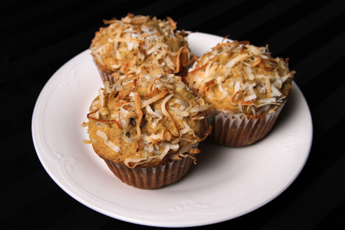 Whole Wheat, Toasted Coconut, Banana Muffins