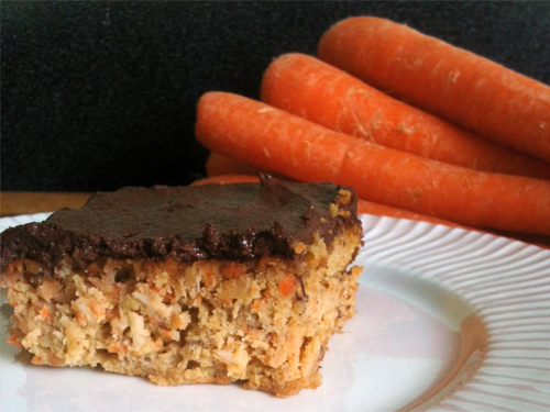 Gluten-Free, Coconut Flour, Carrot Cake with Chocolate Frosting