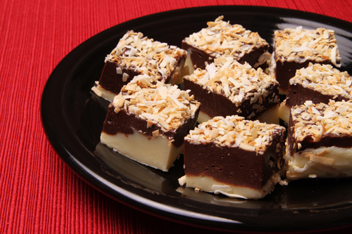 Black and White, Toasted Coconut Fudge