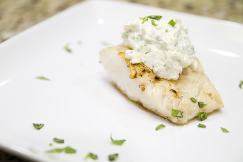 Pan-Seared Cod with Garlic and Basil Cream