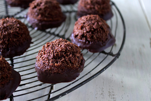 Chocolate, Coconut Macaroons with Chocolate Glaze