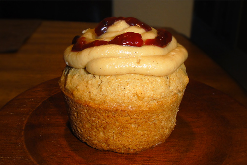 Coconut, Peanut Butter, and Jelly Cupcakes