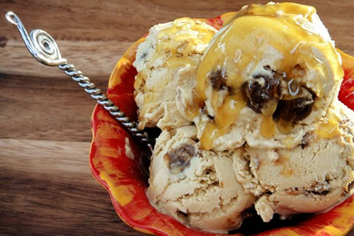 Ginger, Peach Ice Cream with Chocolate Fudge Nuggets
