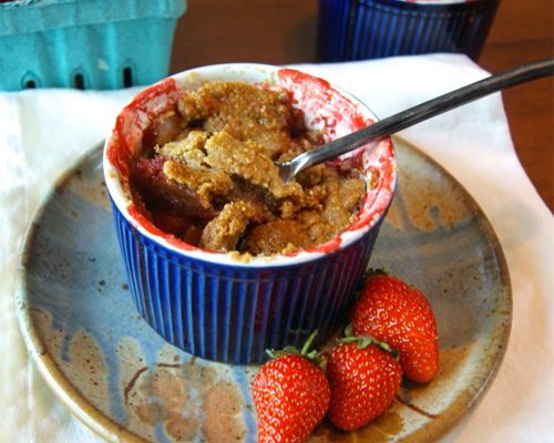 Individual Strawberry, Coconut, Rhubarb Crisps