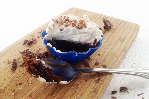 Flourless, Chocolate Creme Tortes with Whipped Cream