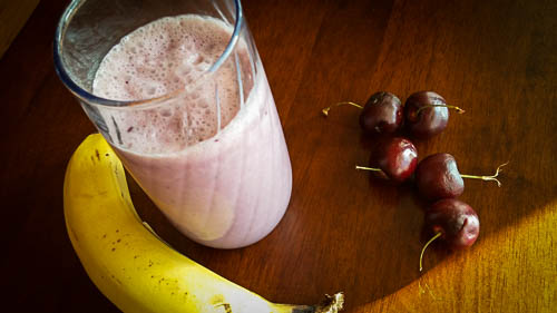 Banana, Cherry Smoothie with Coconut