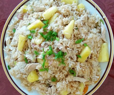 Pineapple, Chicken, Fried Rice with Coconut Oil