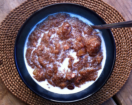 Slow Cooker, Amaranth, Apple Breakfast Pudding