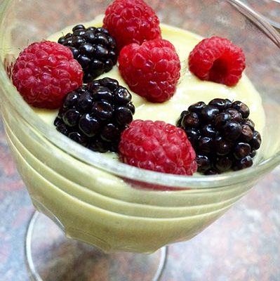 Avocado, Coconut Mousse with Fresh Berries