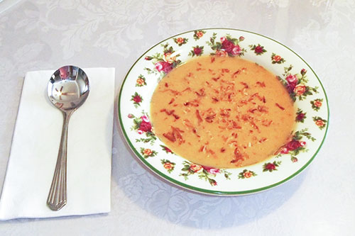 Cream of Carrot and Red Lentil Soup with Dairy-Free Option